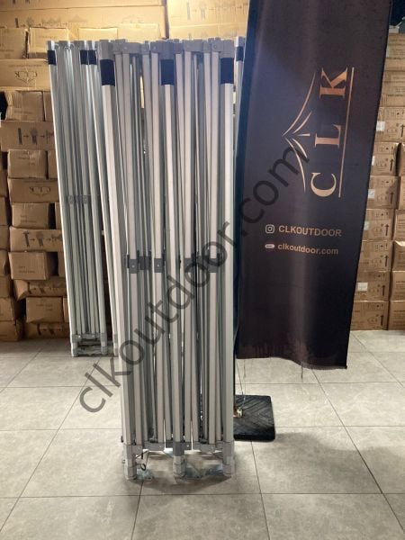 CLK 4x8 52mm Kalın Alüminyum Katlanabilir Tente Gazebo Çadır 1 Tam Duvar 3 Yarım Duvar