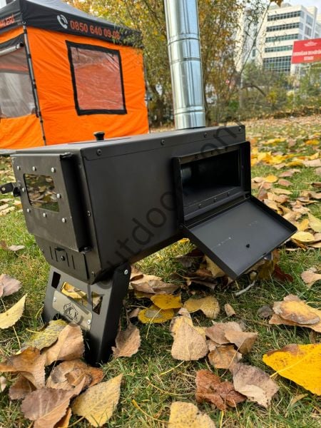 CLK Outdoor Kuzineli Kamp Sobası Dekoratif Camlı Model