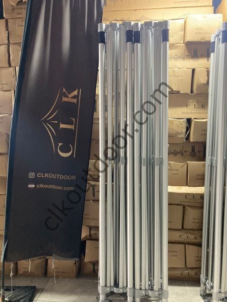 CLK 5x10 52mm Kalın Alüminyum Katlanabilir Tente Gazebo Çadır 3 Kenar Kapalı 1 Kapılı