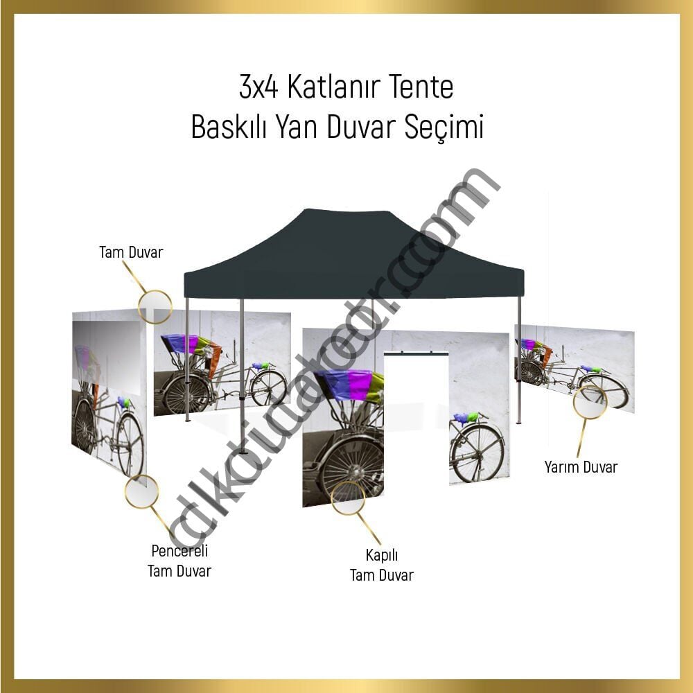 CLK 5x7,5 Metre Kalın 52mm Alüminyum Profil Baskılı Gazebo Çadır Portatif Tente Set(Kopya)