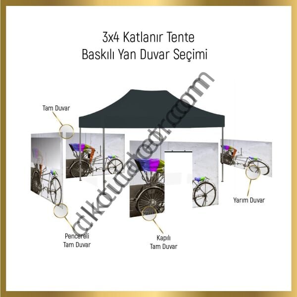 CLK 5x7,5 Metre Kalın 52mm Alüminyum Profil Baskılı Gazebo Çadır Portatif Tente Set(Kopya)