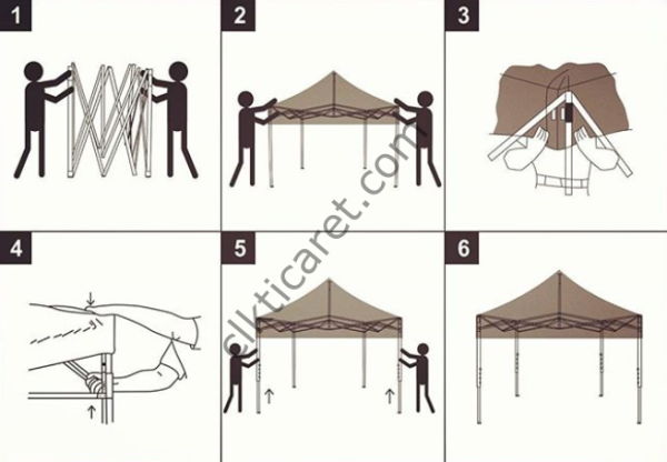 CLK 3x4,5 52mm Kalın Alüminyum Katlanabilir Tente Gazebo Çadır 4 Kenar Kapalı 1 Kenar Kapılı
