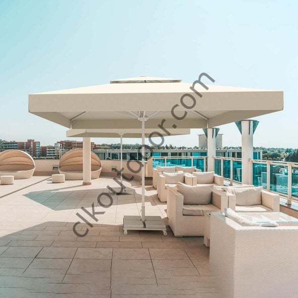 CLK 3,5x3,5 Metre Bacalı Mega Q60 Şemsiye Bahçe Cafe Havuz Otel Restorant Şemsiyeleri