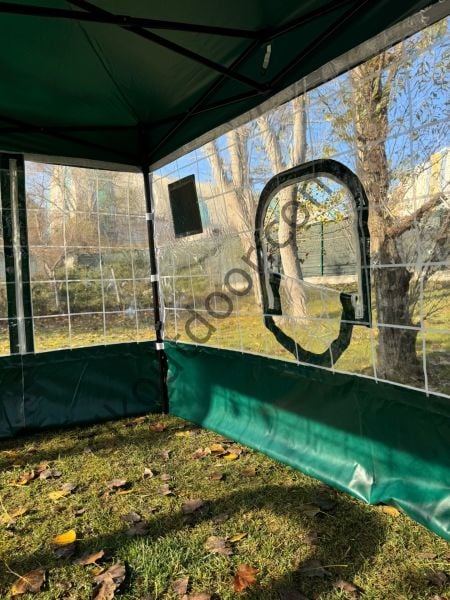 CLK 3x3 30 mm Profil Kış Bahçesi Karavan Çadırı Şeffaf Brandalı Gazebo Katlanır Çadır Portatif Tente