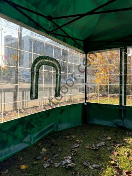 CLK 3x3 30 mm Profil Kış Bahçesi Karavan Çadırı Şeffaf Brandalı Gazebo Katlanır Çadır Portatif Tente