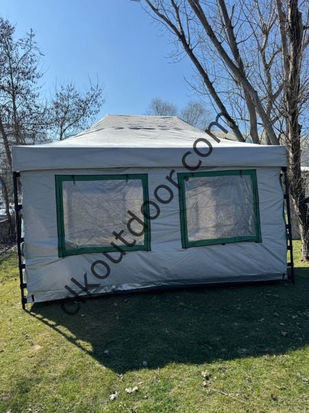CLK 3x4,5 mt 30 mm İskelet Gazebo Portatif Kamp ve Karavan Çadırı Katlanabilir Tente Gri