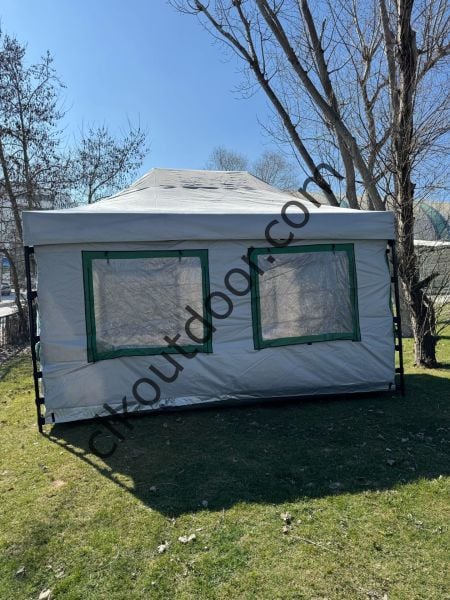 CLK 3x4,5 mt 30 mm İskelet Gazebo Portatif Kamp ve Karavan Çadırı Katlanabilir Tente Gri